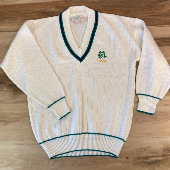 Quill's Woollen Market Other - Vintage Quills Woollen Market Ireland Cricket Sweater Mens Large Shamrock Green